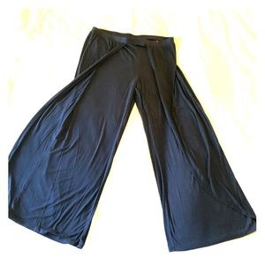 Halston Black Knit Wide Leg Palazzo Pants